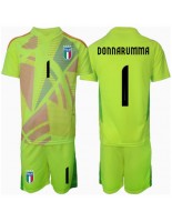 Otroške Nogometnih dresov Italija Gianluigi Donnarumma #1 Vratar Domači EP 2024 Kratki rokavi (+ hlače)
